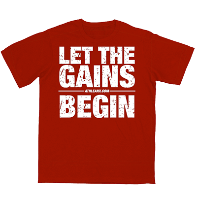 ATHLEAN-X LET THE GAINS BEGIN fitness apparel t-shirt in Red T-Shirts