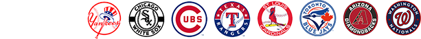 Logos of professional baseball teams who trust ATHLEAN-X supplements for performance nutrition